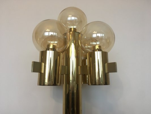 Mid-Century Italian Brass and Murano Glass Floor Lamp by Gaetano Sciolari, 1970s-TZ-557389