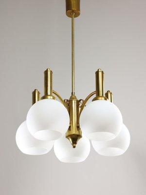 Mid-Century Italian Brass and Opaline Chandelier-HGJ-1778121