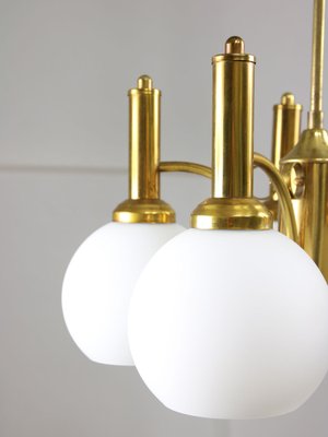 Mid-Century Italian Brass and Opaline Chandelier-HGJ-1778121