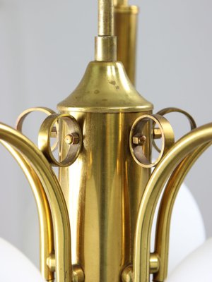 Mid-Century Italian Brass and Opaline Chandelier-HGJ-1778121