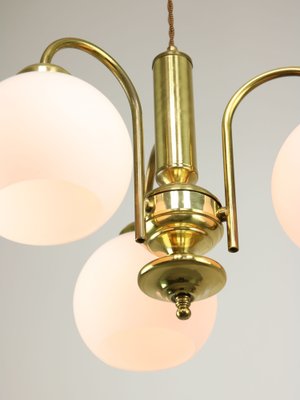 Mid-Century Italian Brass and Opaline Chandelier-HGJ-1784438