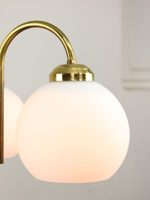 Mid-Century Italian Brass and Opaline Chandelier-HGJ-1784438