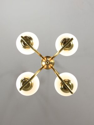 Mid-Century Italian Brass and Opaline Chandelier-HGJ-1723083