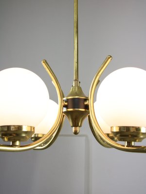 Mid-Century Italian Brass and Opaline Chandelier-HGJ-1723083