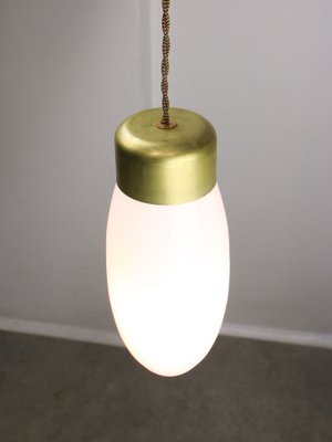 Mid-Century Italian Brass and Opaline Glass Pendant Lamp-HGJ-1757149