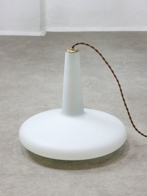 Mid-Century Italian Brass and Opaline Hat Pendant Lamp-HGJ-1757155