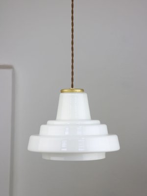 Mid-Century Italian Brass and Opaline Pendant Lamp-HGJ-1251419