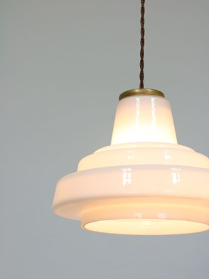 Mid-Century Italian Brass and Opaline Pendant Lamp-HGJ-1251419