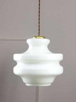 Mid-Century Italian Brass and Opaline Pendant Lamp, 1950s-HGJ-1761600