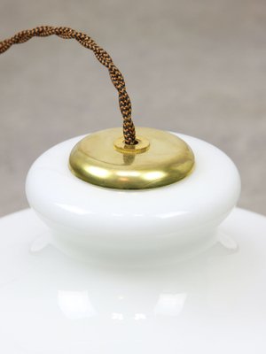 Mid-Century Italian Brass and Opaline Pendant Lamp, 1950s-HGJ-1761600