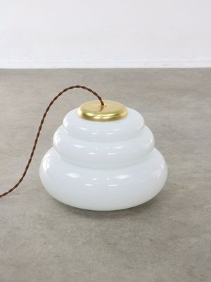 Mid-Century Italian Brass and Opaline Pendant Lamp, 1950s-HGJ-1757211