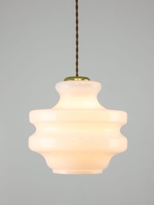 Mid-Century Italian Brass and Opaline Pendant Lamp, 1950s-HGJ-1761600