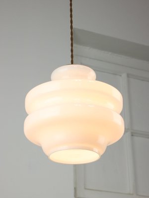 Mid-Century Italian Brass and Opaline Pendant Lamp, 1950s-HGJ-1761600