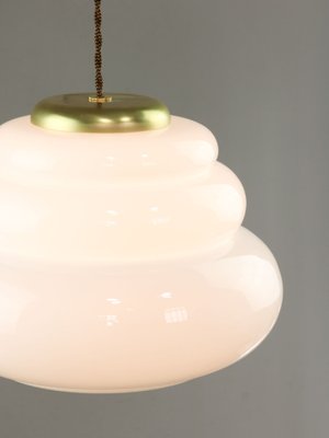 Mid-Century Italian Brass and Opaline Pendant Lamp, 1950s-HGJ-1757211