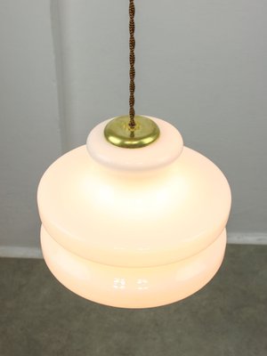 Mid-Century Italian Brass and Opaline Pendant Lamp, 1950s-HGJ-1761600