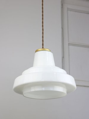 Mid-Century Italian Brass and Opaline Pendant Lamp-HGJ-1251419