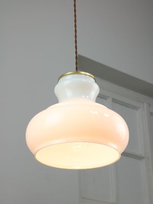 Mid-Century Italian Brass and Opaline Pendant Lamp-HGJ-1785519