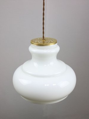 Mid-Century Italian Brass and Opaline Pendant Lamp-HGJ-1785519