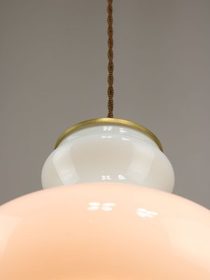 Mid-Century Italian Brass and Opaline Pendant Lamp-HGJ-1785519