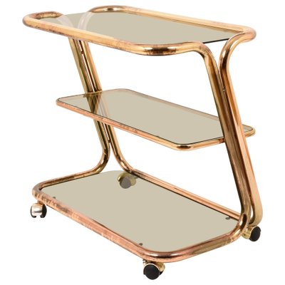 Mid-Century Italian Brass and Smoked Glass Bar Cart from Morex, 1970s-JDR-1126055