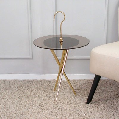 Mid-Century Italian Brass and Tinted Glass Occasional Table, 1950s-OE-897931