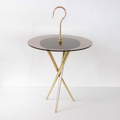 Mid-Century Italian Brass and Tinted Glass Occasional Table, 1950s-OE-897931