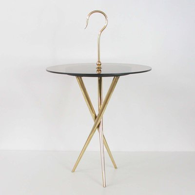 Mid-Century Italian Brass and Tinted Glass Occasional Table, 1950s-OE-897931