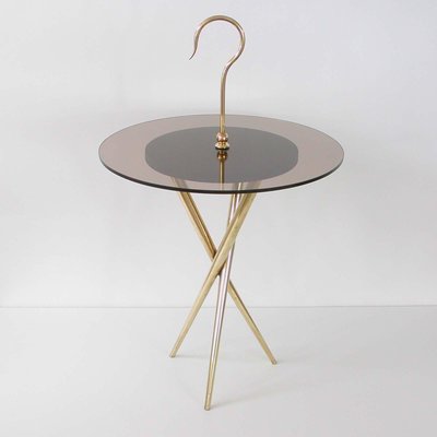 Mid-Century Italian Brass and Tinted Glass Occasional Table, 1950s-OE-897931