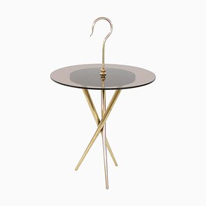 Mid-Century Italian Brass and Tinted Glass Occasional Table, 1950s-OE-897931