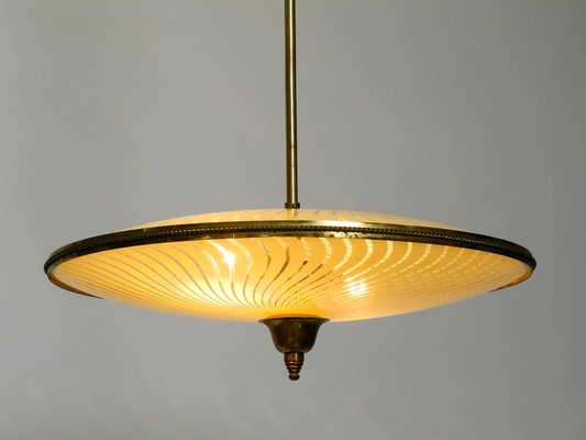 Mid-Century Italian Brass Ceiling Lamp with Double Glass Lampshade-RR-1264593