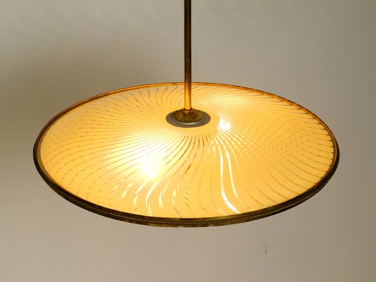 Mid-Century Italian Brass Ceiling Lamp with Double Glass Lampshade-RR-1264593