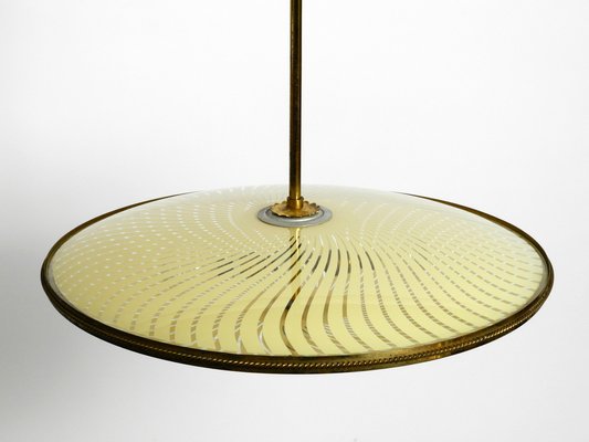 Mid-Century Italian Brass Ceiling Lamp with Double Glass Lampshade-RR-1264593