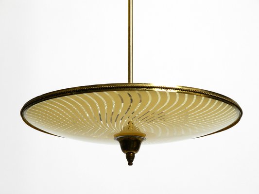 Mid-Century Italian Brass Ceiling Lamp with Double Glass Lampshade-RR-1264593