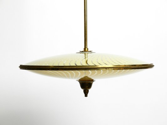 Mid-Century Italian Brass Ceiling Lamp with Double Glass Lampshade-RR-1264593