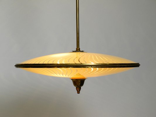 Mid-Century Italian Brass Ceiling Lamp with Double Glass Lampshade-RR-1264593