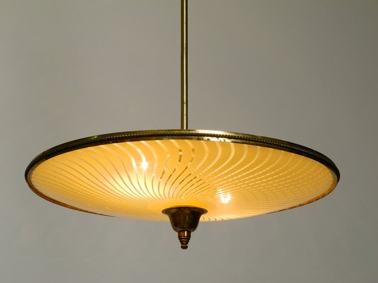 Mid-Century Italian Brass Ceiling Lamp with Double Glass Lampshade-RR-1264593