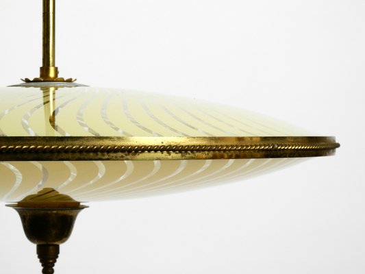 Mid-Century Italian Brass Ceiling Lamp with Double Glass Lampshade-RR-1264593