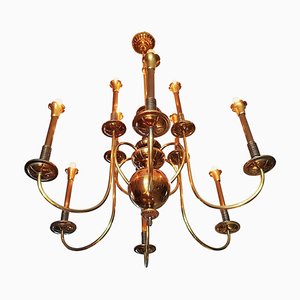 Mid-Century Italian Brass Chandelier, 1950s-POM-1309313