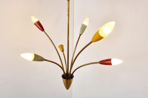 Mid-Century Italian Brass Chandelier, 1960s-IRH-1264868