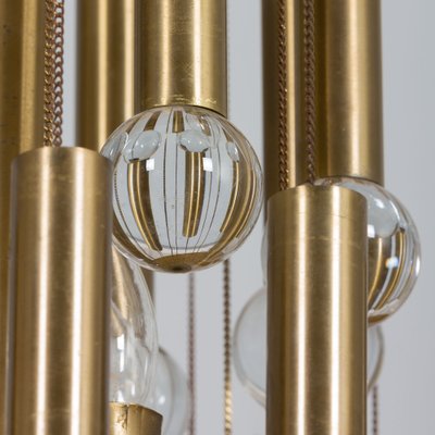 Mid-Century Italian Brass Chandelier with Crystal Globes, 1970s-UE-1323932