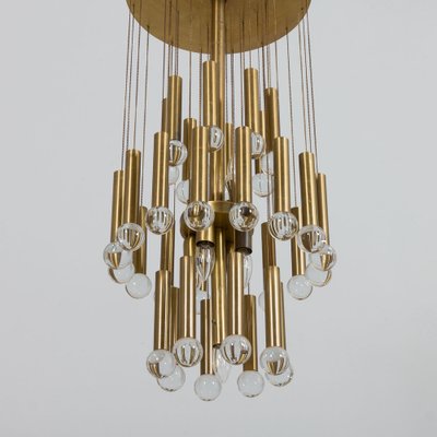 Mid-Century Italian Brass Chandelier with Crystal Globes, 1970s-UE-1323932