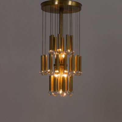 Mid-Century Italian Brass Chandelier with Crystal Globes, 1970s-UE-1323932