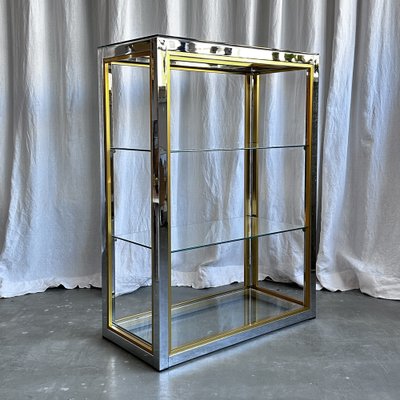 Mid-Century Italian Brass, Chrome and Glass Display Cabinet Shelf attributed to Renato Zevi, 1970s-NOT-2041273