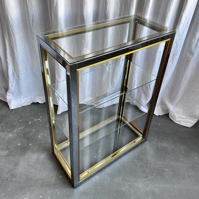 Mid-Century Italian Brass, Chrome and Glass Display Cabinet Shelf attributed to Renato Zevi, 1970s-NOT-2041273