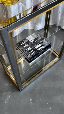 Mid-Century Italian Brass, Chrome and Glass Display Cabinet Shelf attributed to Renato Zevi, 1970s-NOT-2041273