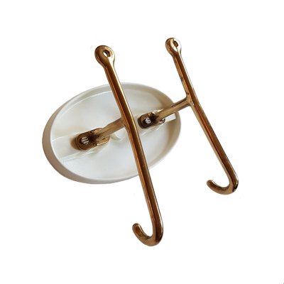 Mid-Century Italian Brass Coat Hooks, 1950s, Set of 3-NUX-971167