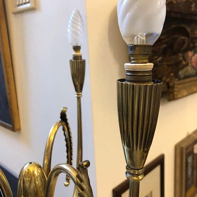 Mid-Century Italian Brass Floor Lamp, 1950s-NMK-676871