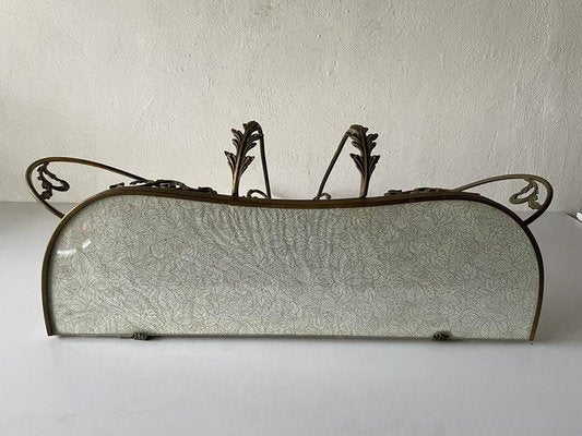 Mid-Century Italian Brass Floral Frame Floating Wall Console Table, 1950s-RDS-1147829