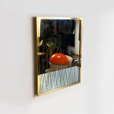 Mid-Century Italian Brass Frame Mirror from Crystal Art, 1950s-GDD-1110883