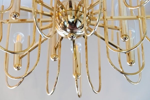 Mid-Century Italian Brass & Glass Chandelier by Sciolari, 1970s-ZVH-1430688